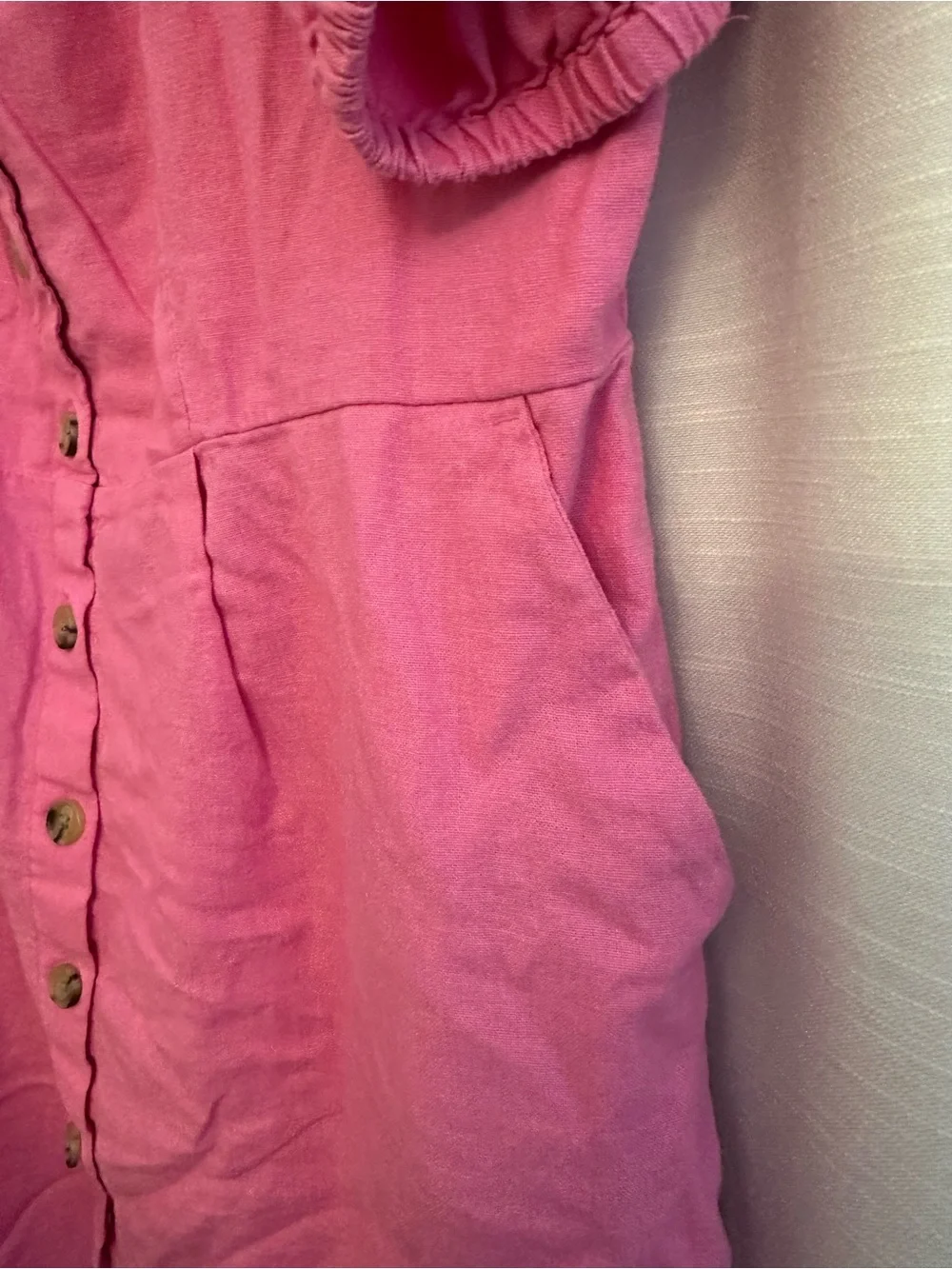 Old Navy Puff-sleeve Pink Square-Neck Button-Front Mini Dress - Picture 5 of 5